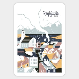 Reykjavik, Iceland, Travel poster Sticker